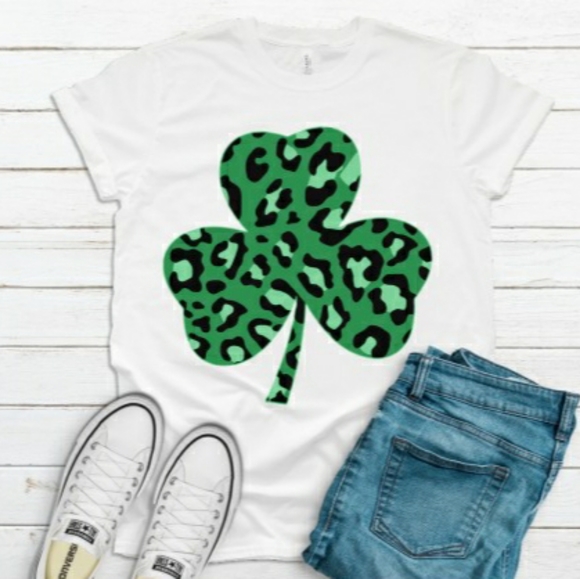 Womans St Patty's day Leopard print Shamrock - Picture 2 of 5